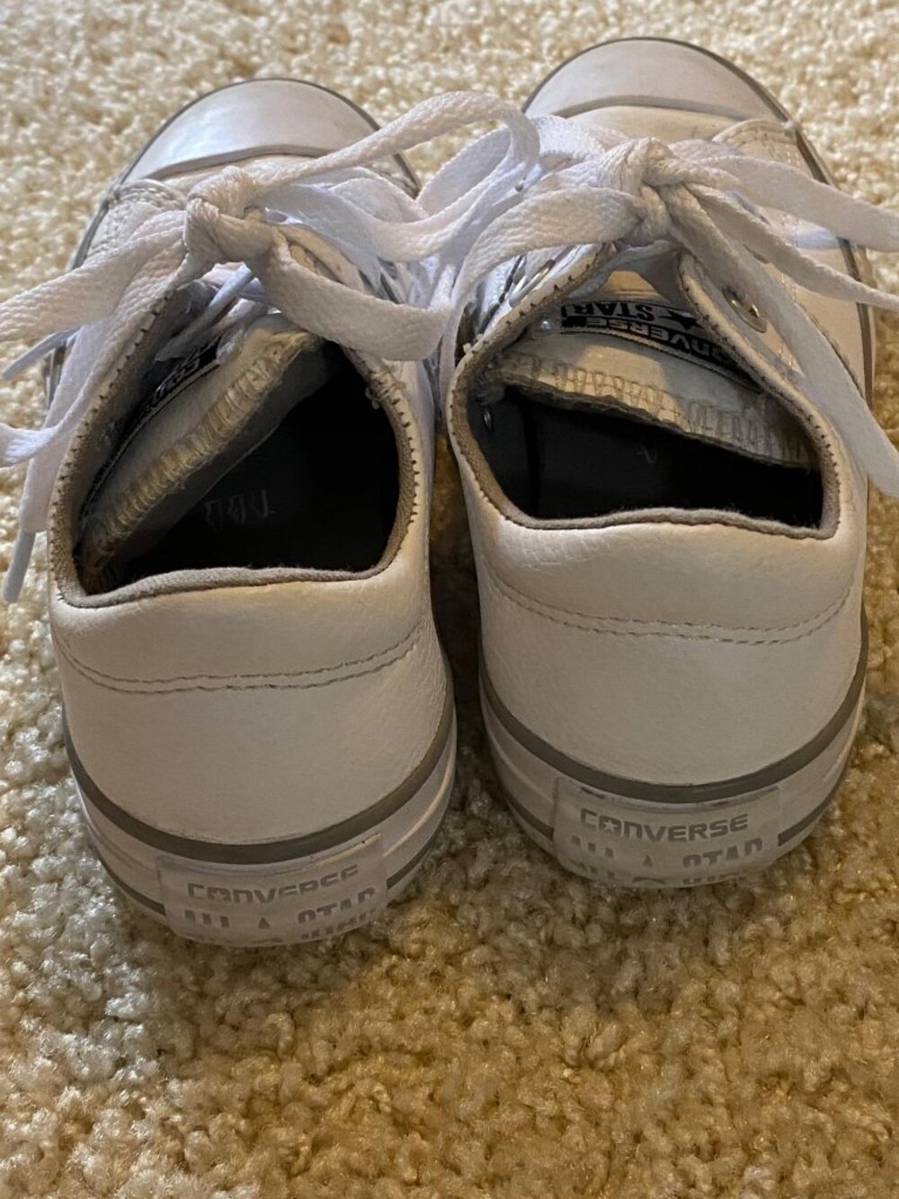 White Leather Converse Sneakers Sz 12 - Picture 2 of 6